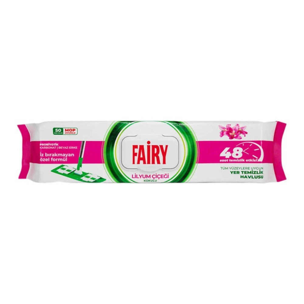 دستمال مرطوب چند منظوره مخصوص تی فیری Fairy با رایحه گل زنبق بسته 50 عددی