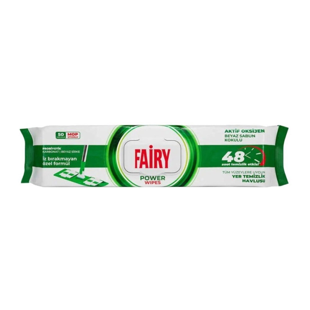 Fairy Yer Temizlik Havlusu 50 Yaprak Power دستمال مرطوب چند منظوره مخصوص تی فیری Fairy با رایحه صابون سفید بسته 50 عددی - Image 1